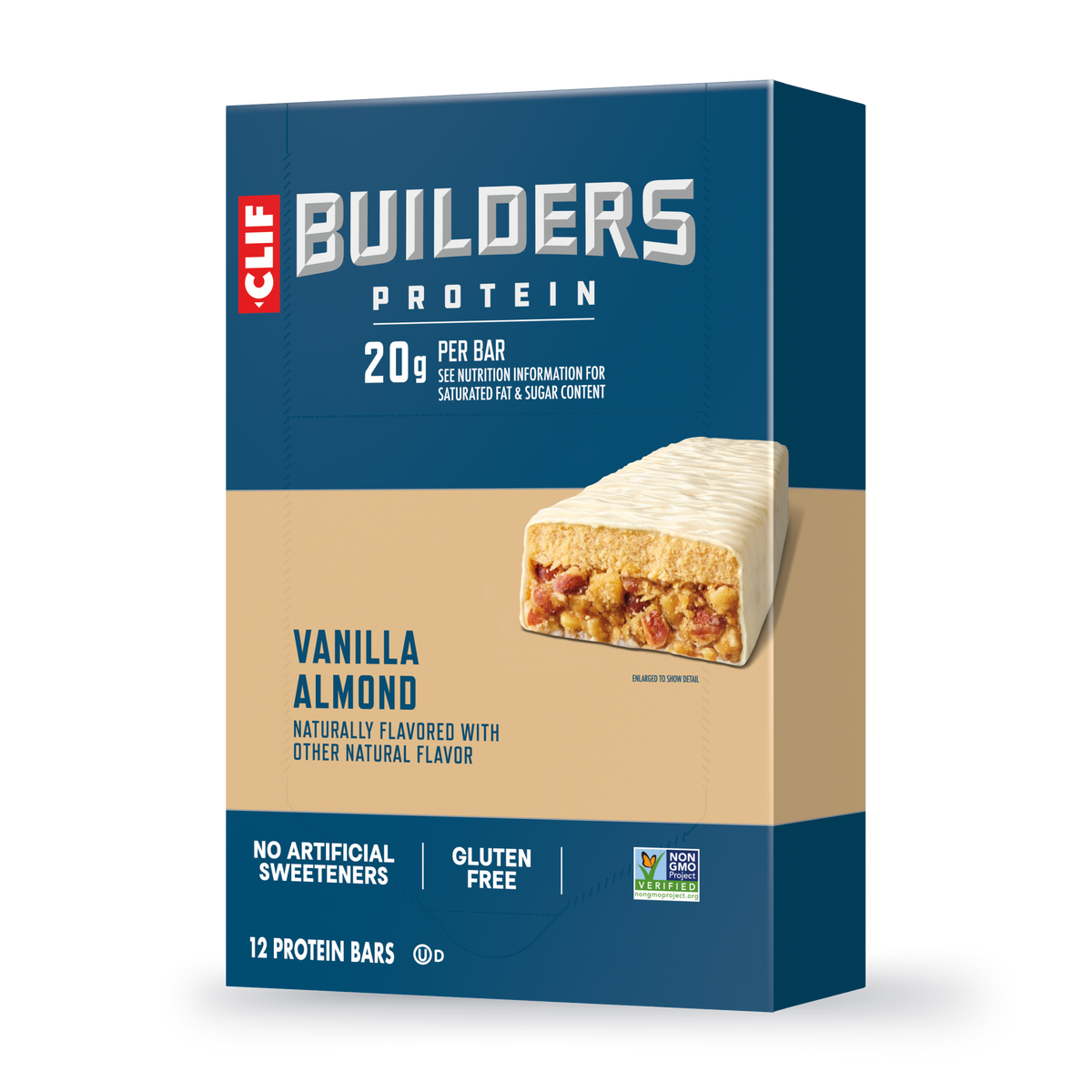 CLIF BUILDERS Vanilla Almond Flavor Plant Based Protein Bars