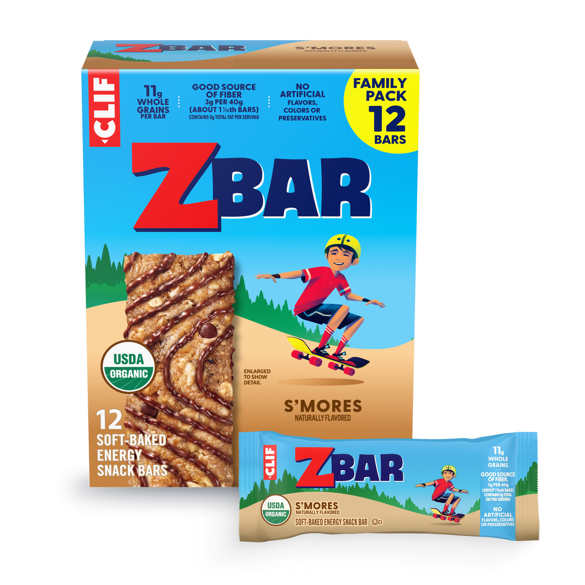 Zbar S'mores Soft-Baked Energy Snack Bars, Organic Granola Bars